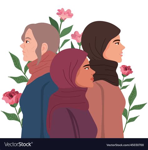 Three iranian women characters Royalty Free Vector Image