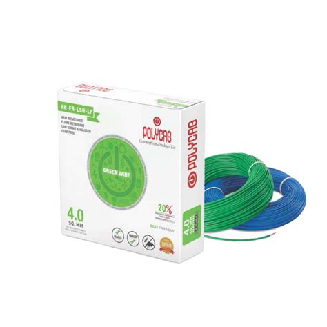 Polycab Single Core 4 0 SQ MM Green Wire HR FR LSH LF D5buildmart