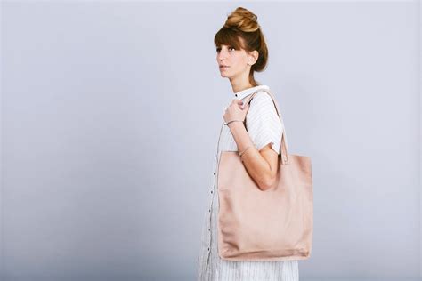 Nude Leather Tote Bag Nude Leather Bag Nude Leather Shoulder Bag Women Pink Bag Etsy