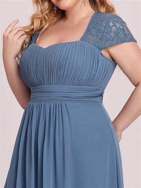 Ruched Lace Cap Sleeve A Line Bridesmaid Dress Ever Pretty Us