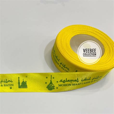 Jual Pita Roll Yard Sablon Idul Fitri Lebaran Eid Mubarak Pita Kain