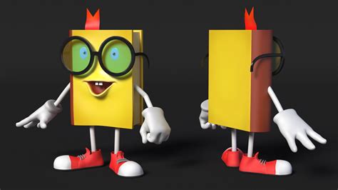 Toon Yellow Book Character Standing Pose 3D - TurboSquid 2130051