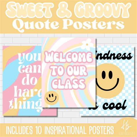 Printable Sweet Groovy Classroom Poster Pack Bulletin Board Etsy In