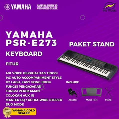 Promo Yamaha Psre273 Psr E273 Portable Keyboard Paket Stand Single