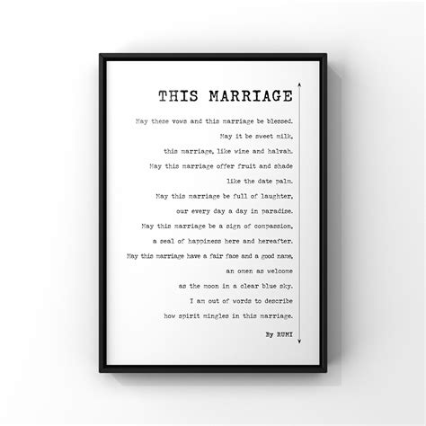 This Marriage Love Poem Poem By Rumi Poster Print Wedding Etsy