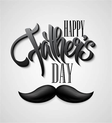 Happy Fathers Day Mustache Card Premium Vector