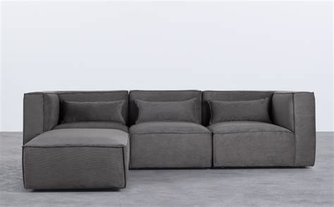 Canap Modulaire Pi Ces Avec Fauteuils D Angle Et Pouf En Velours