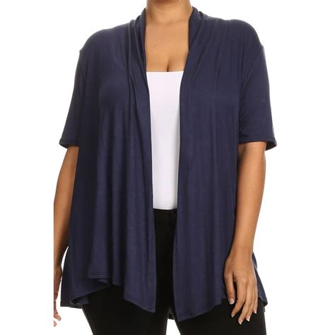 Bny Corner Bny Corner Women Plus Size Short Sleeve Cardigan Open Front Casual Cover Up Navy 2x