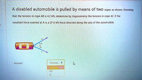 A Disabled Automobile Is Pulled By Means Of Two Ropes S Shown Knowing