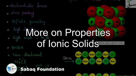 More On Properties Of Ionic Solids Chemistry Lecture Sabaqpk Youtube