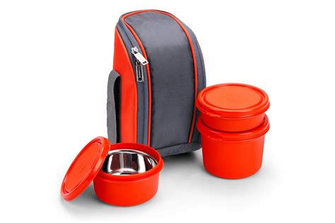 Buy Sopl Oliveware Boss Lunch Box Microwave Safe And Leak Proof 3 Ineer Steel Containers With