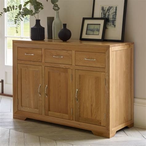 Bevel Natural Solid Oak Large Sideboard Oak Furniture Land