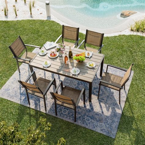 Tozey Alfresco 7-Piece Bronze Steel Outdoor Dining Set T-LCRC206BG ...