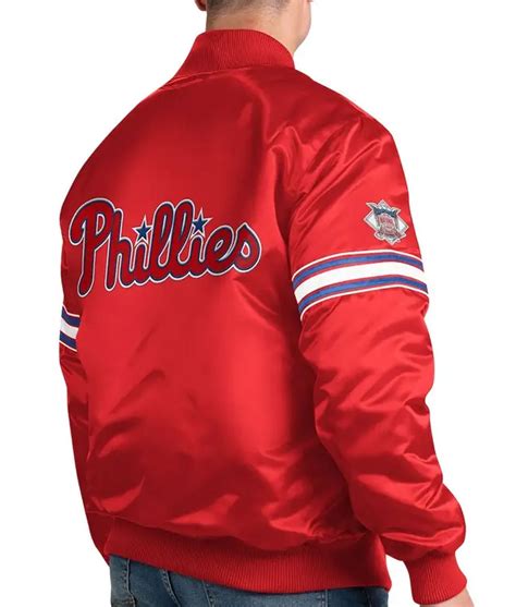 Pick And Roll Starter Philadelphia Phillies Red Satin Jacket Jackets