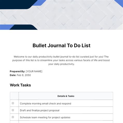 Bullet Journal To Do List Template - Edit Online & Download Example | Template.net