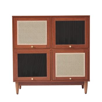 Credenza A 1 Anta E 1 Cassetto In Rattan Incannucciato Santa Fe