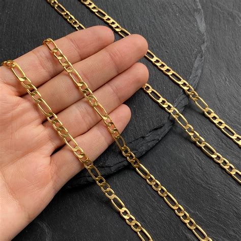 1 Meter 24k Matte Gold Figaro Chain Figaro Curb Chain For Etsy