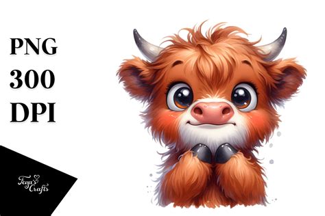 Happy Highland Cow With Goofy Smile Png Afbeelding Door Anastasia Feya