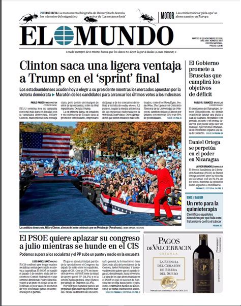 Las Portadas De Los Periódicos De Hoy Martes 8 De Noviembre De 2016