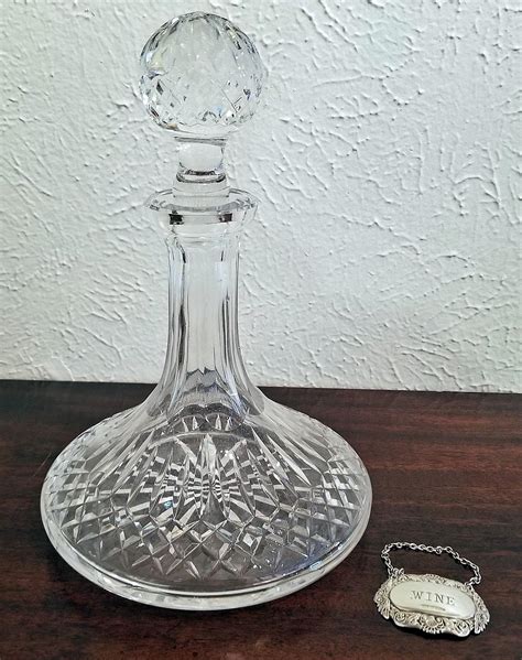 Vintage Irish Waterford Crystal Ships Decanter With Solid Silver Wine Label At 1stdibs Vintage