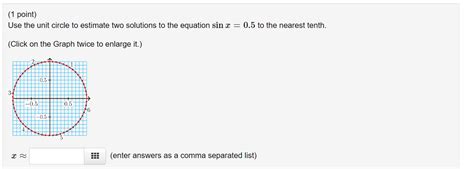 Solved (1 point) Use the graph unit circle to estimate two | Chegg.com