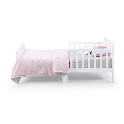 Yiekholo Contemporary White Toddler Bed with Built-in Guardrails, JPMA ...