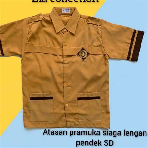 Jual New Seragam Sekolah Baju Pramuka Siaga Pendek SD Coklat Susu Dan