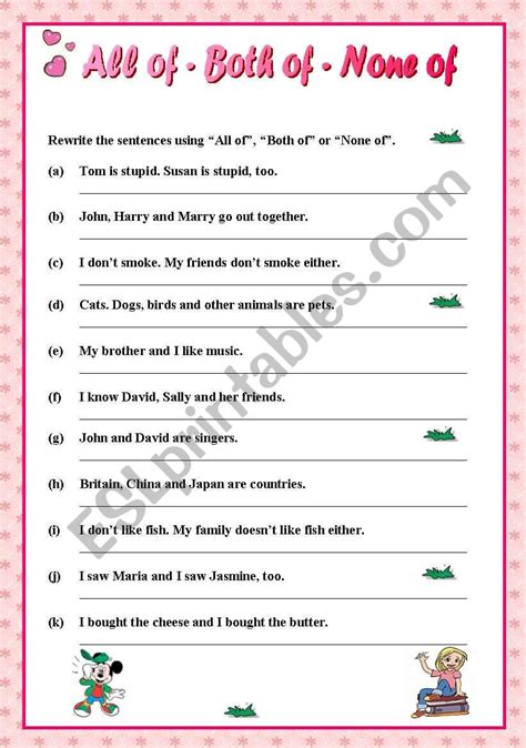 All of - Both of - None of - ESL worksheet by aamer