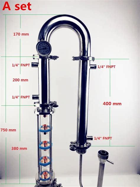 NEW 2 51mm OD64 Sanitary Distiller Column Reflux Tower Combination With