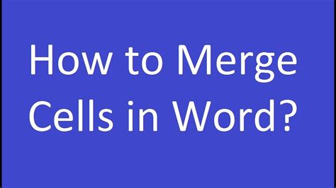 How To Merge Cells In Word Youtube