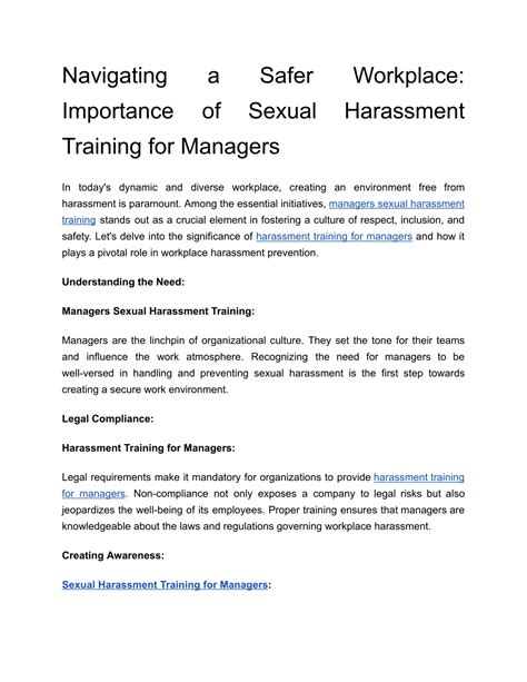 Ppt Navigating A Safer Workplace Importance Of Sexual Harassment