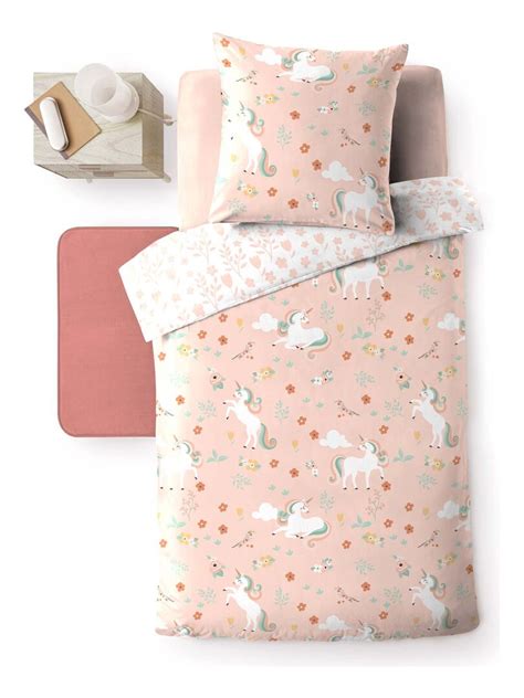 Parure Housse De Couette Licorne Magique X Cm Rose Kiabi Nu