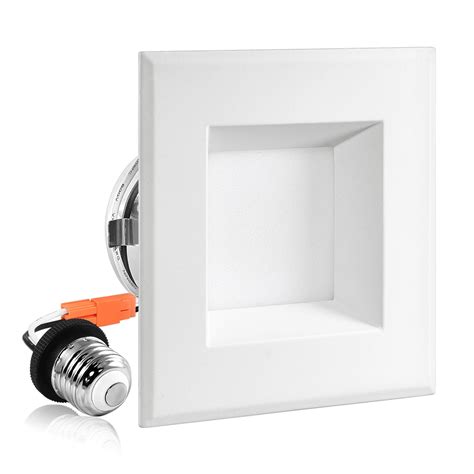 Luxrite 4 Inch Square Led Recessed Lights Dimmable 10w60w 3000k Soft