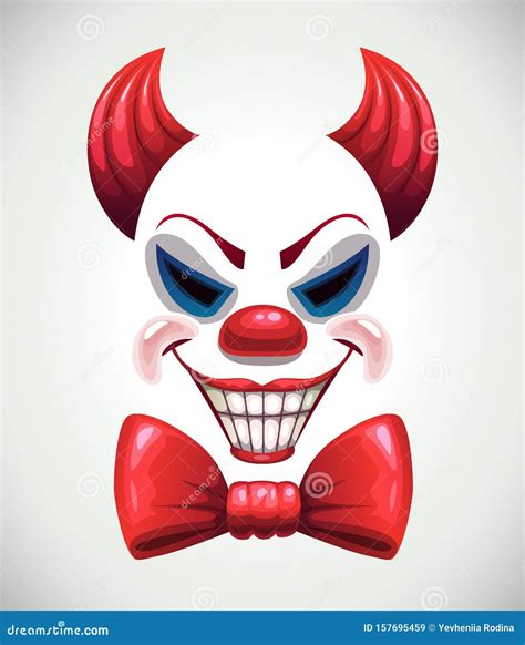 Creepy Clown Mask. Vector Angry Joker Face Elements Stock Vector - Illustration of angry ...