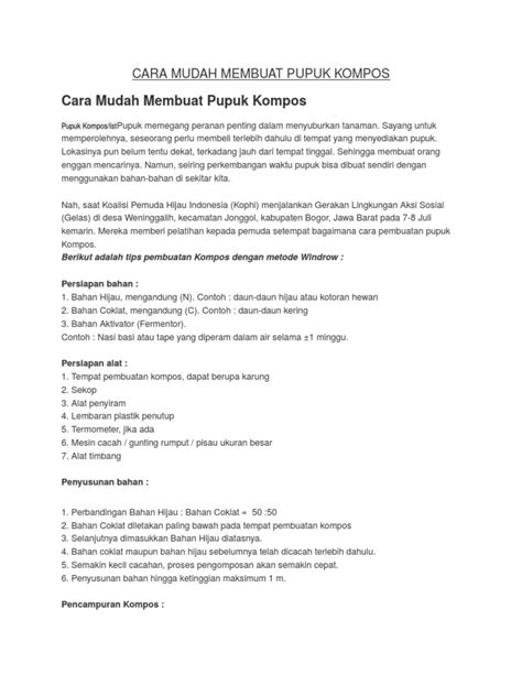 PDF Cara Mudah Membuat Kompos DOKUMEN TIPS