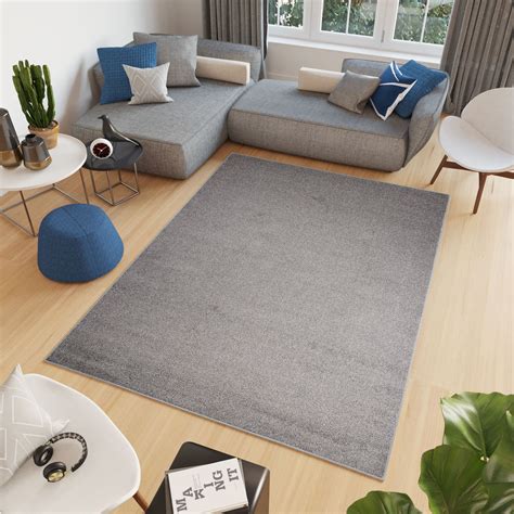 Tapiso Noyan Tapis Salon Bureau Moderne Gris Unicolore Fin Tuft Feutre