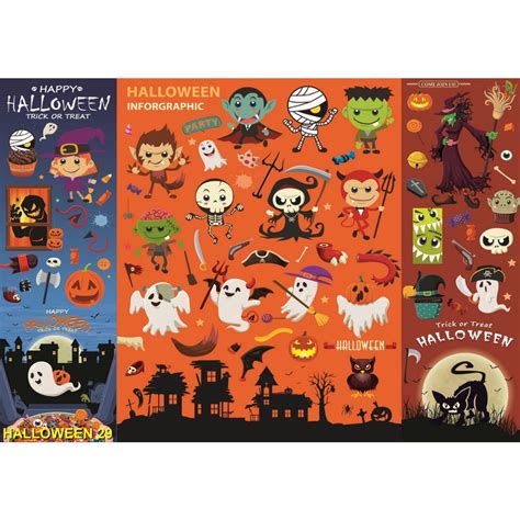 Decal dán tường Halloween dán kính trang trí Halloween có keo sẵn