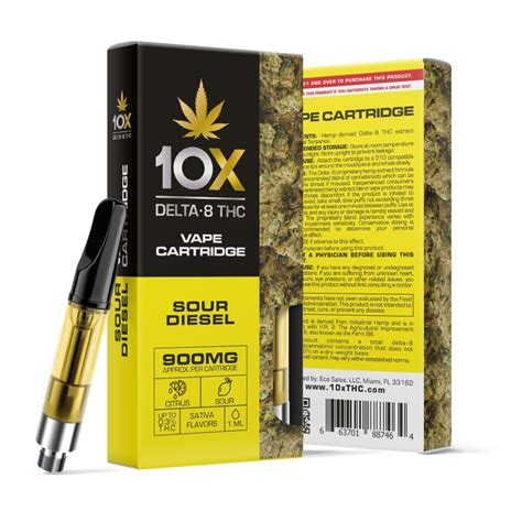 900mg D8 Vape Cart Sour Diesel Sativa 1ml 10x