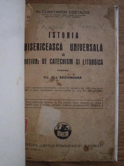 Constantin Costache Istoria Bisericeasca Universala Cu Notiuni De