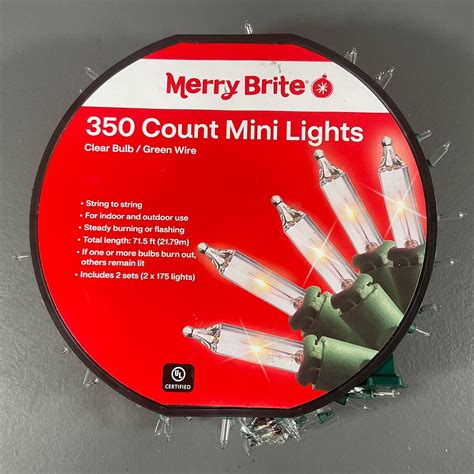 Merry Brite 350 Count Mini Lights Clear Bulb Green Wire String To