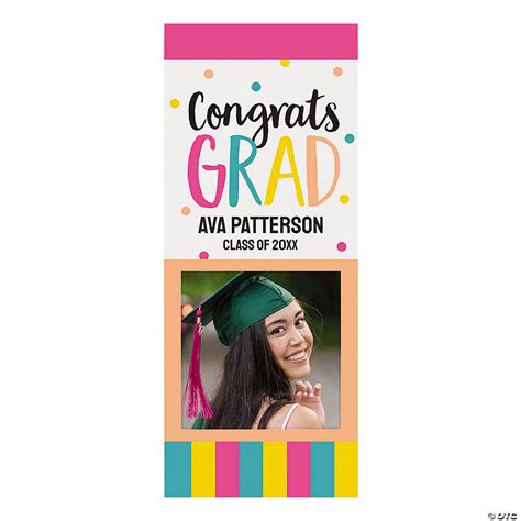 Vertical Congrats Girl Grad Photo Custom Banner Small Oriental Trading