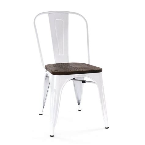 A White Chair With Wooden Seat And Back