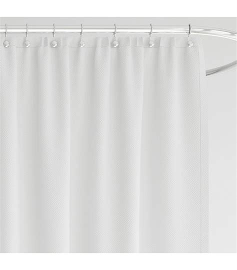 Rideau De Douche Classique Tissu Jacquard Uni Blanc