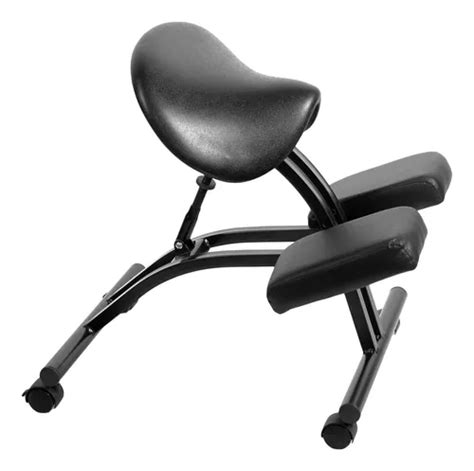 Cadeira de joelhos Vivo rodas banqueta ergonômica Aju Cor Preto