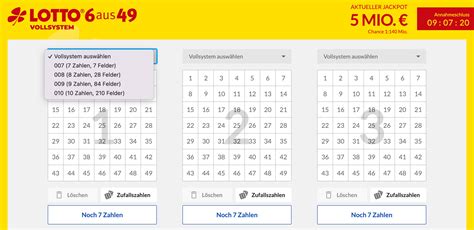 Lotto Vollsystem Funktion Auswertung Gewinntabellen