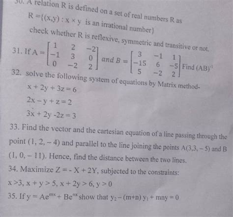 30 A Relation R Is Defined On A Set Of Real Numbers R As R Xyx×y Is