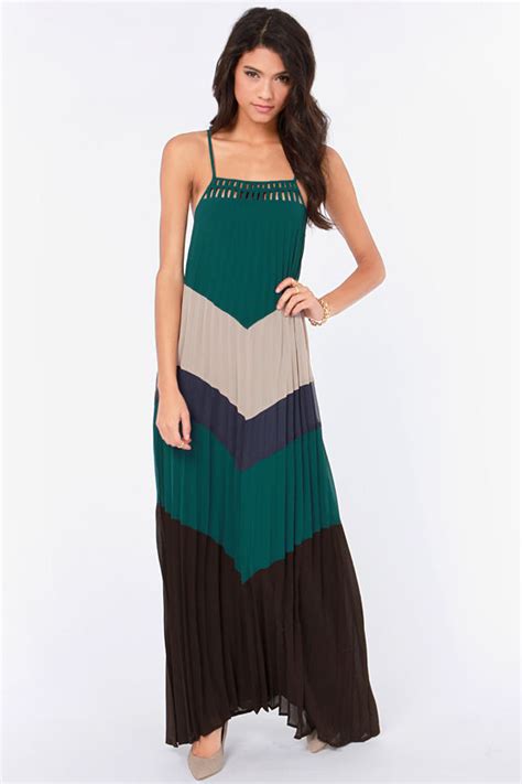 Pretty Maxi Dress Color Block Maxi Dress Dark Teal Dress 49 00 Lulus