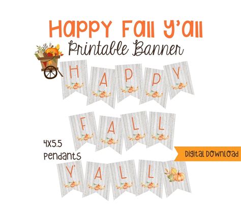 Happy Fall Y'all Printable Banner Fall Banner Fall - Etsy