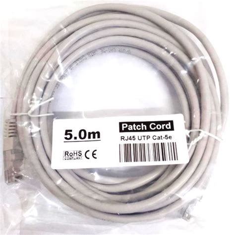 Patch Cord UTP Cat 5e Gris 5m Cca Vicartechz