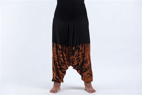 Plus Size Tie Dye Drop Crotch Women S Harem Pants In Black 05